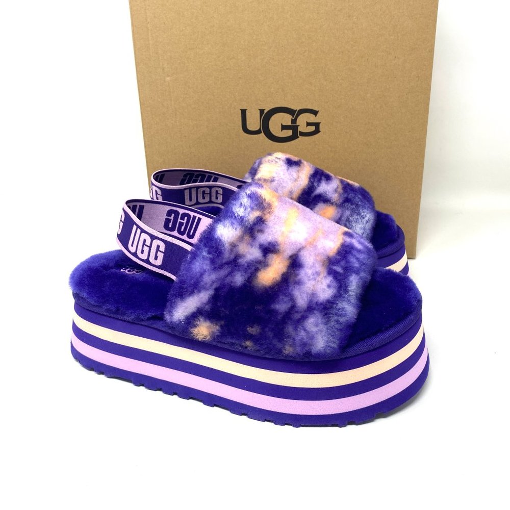 UGG Women's Size 1122032 VNGH DISCO MARBLE SLIDES VIOLET Platform Sandal Slipper - Picture 3 of 10
